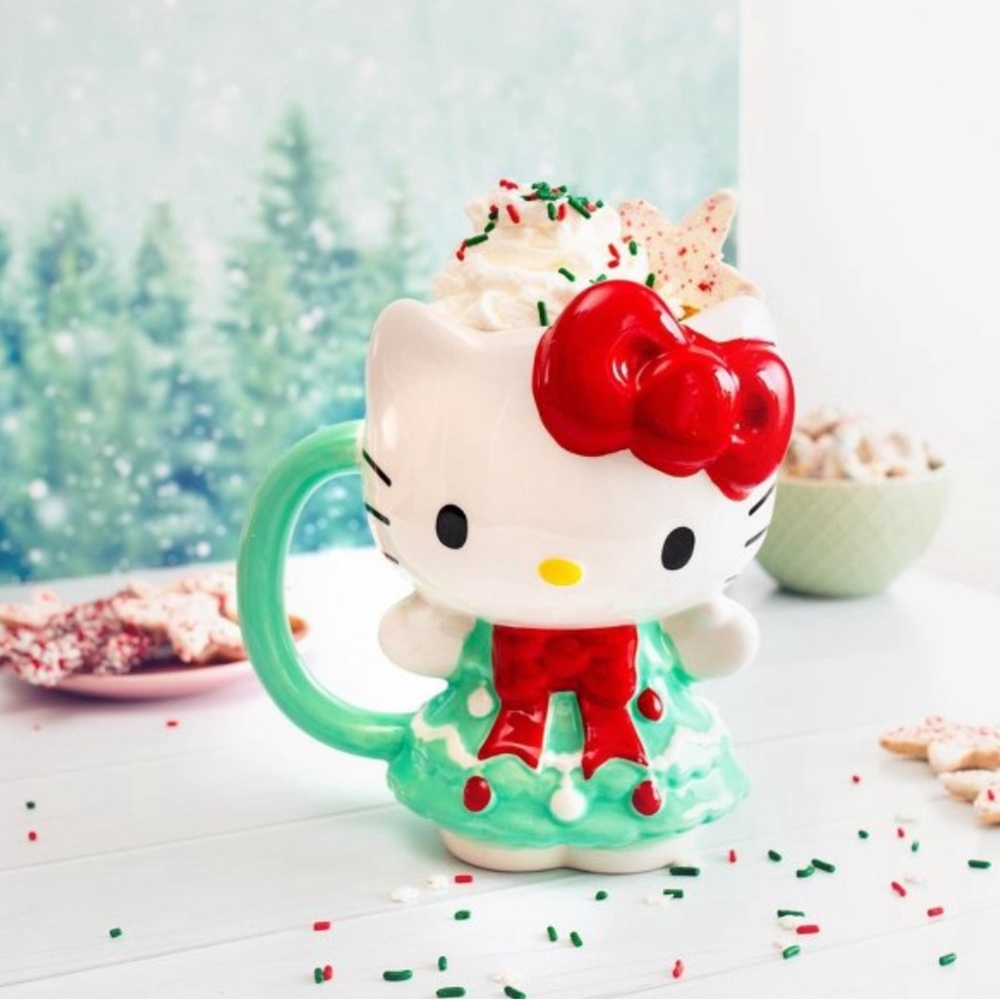 SANRIO by Silver Buffalo Hello Kitty Holiday Tree Dress 3D Sculpted Ceramic Mug